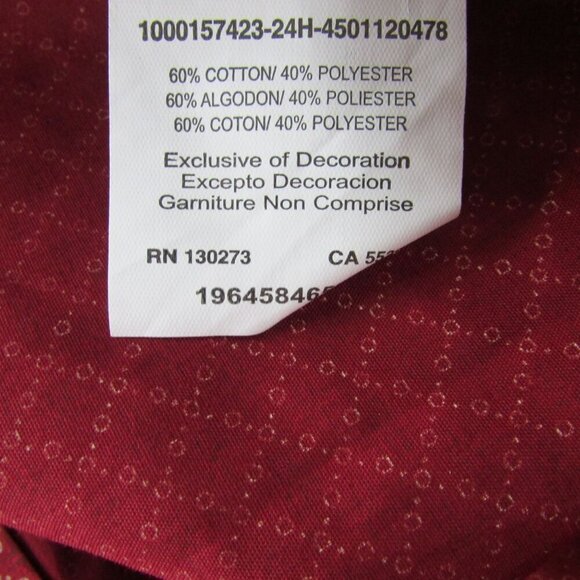 Wrangler Men's Long Sleeve Relaxed Fit Print Button Shirt Red/Burgundy - Picture 3 of 3